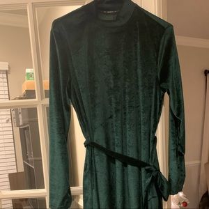 Crushed Green Velvet Dress